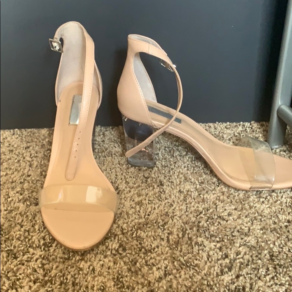 Nude clear-strapped heels